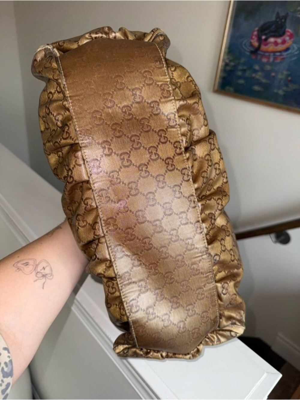 Gucci Metallic Brown GG Logo Hobo Bag - Picture 6 of 11